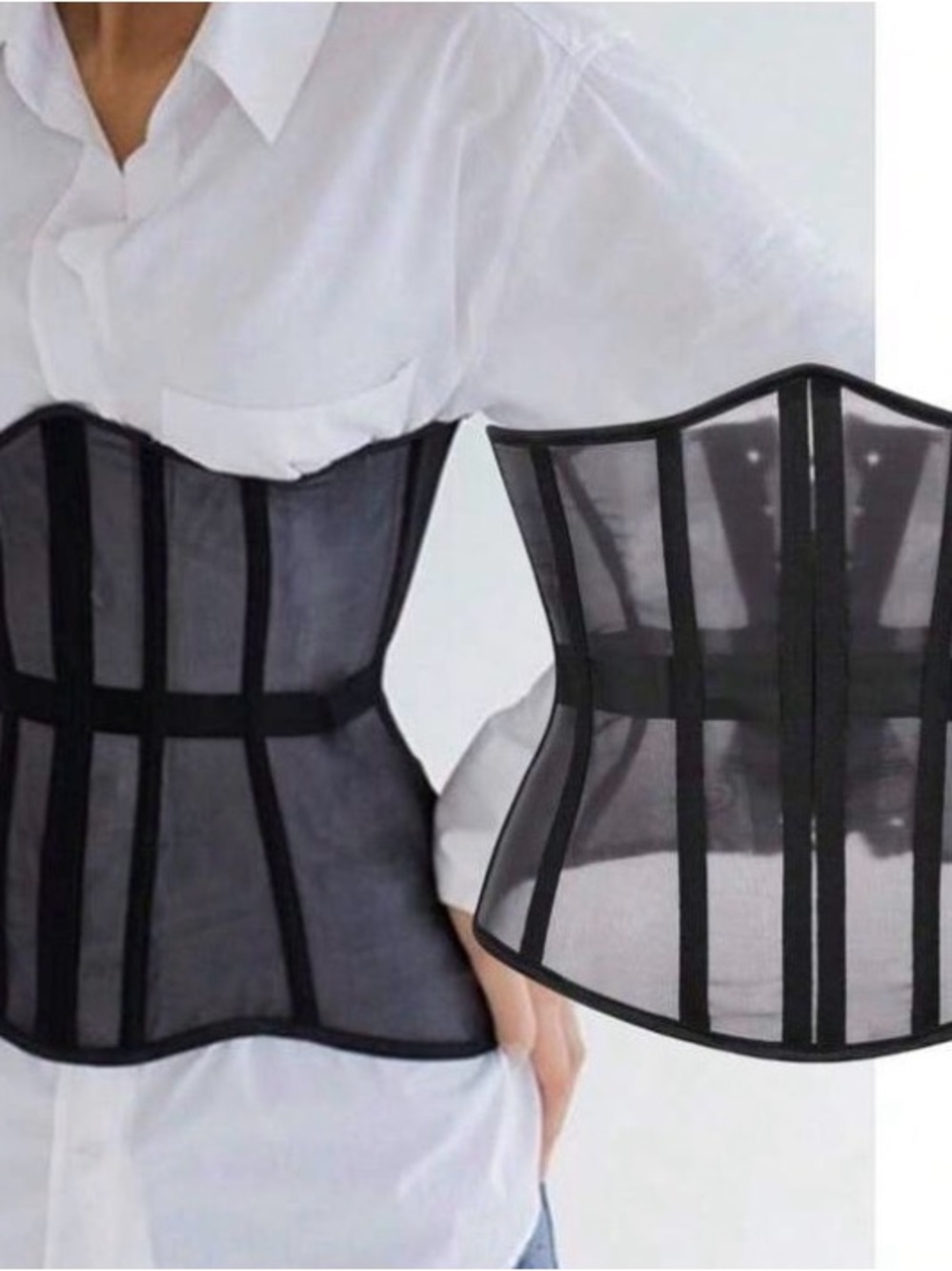 Sheer Black Waist Cincher Corset Belt - Women Intimates